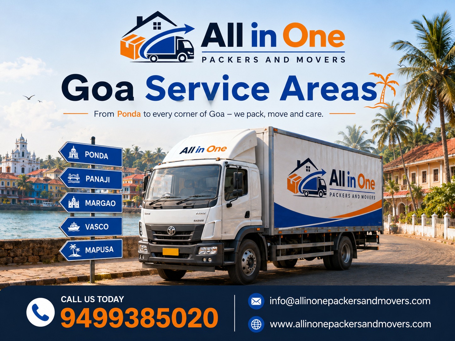 Packers and movers service areas across Goa